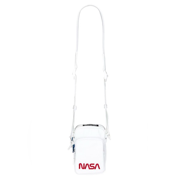 NWT Balenciaga Nasa Logo Phone Holder Crossbody Bag White Recycled Nylon - Picture 4 of 12